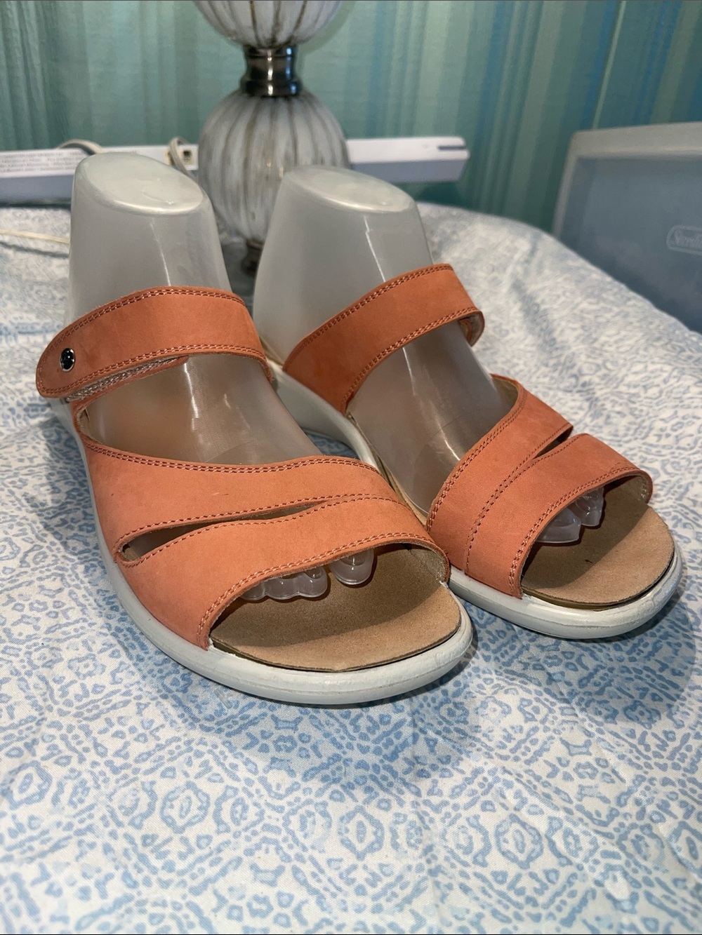 Romika Women's Comfortable Adjustable Peachy Orange Wedge Sandals Size 40